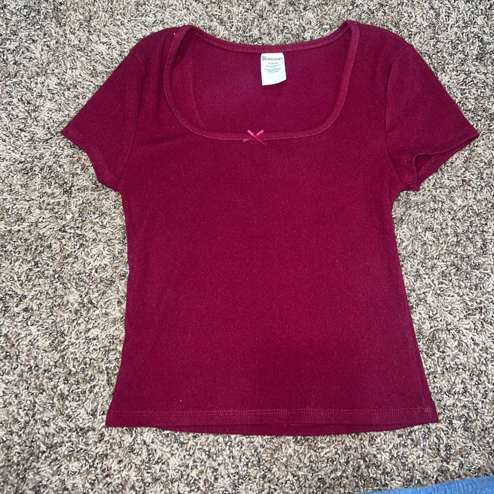 No Boundaries Burgundy Short Sleeve Tee